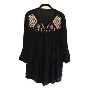 Forever 21 Black Linen Aztec Tunic Size Small